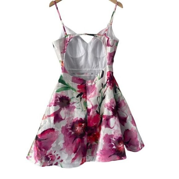 NWOT Xscape White Pink Floral Fit and Flare Mini Dress 12 - Picture 7 of 14